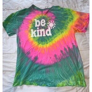 Be Kind Tie Dye T-Shirt Large L Hand Dyed Gildan Cotton